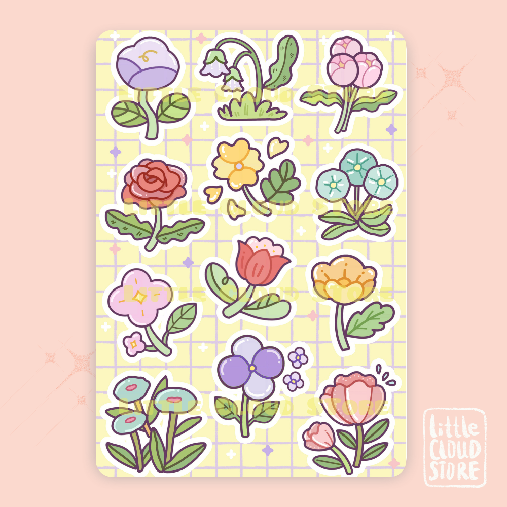 Cute Flowers Sticker Yellow