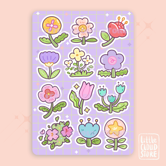 Cute Flowers Sticker Violet